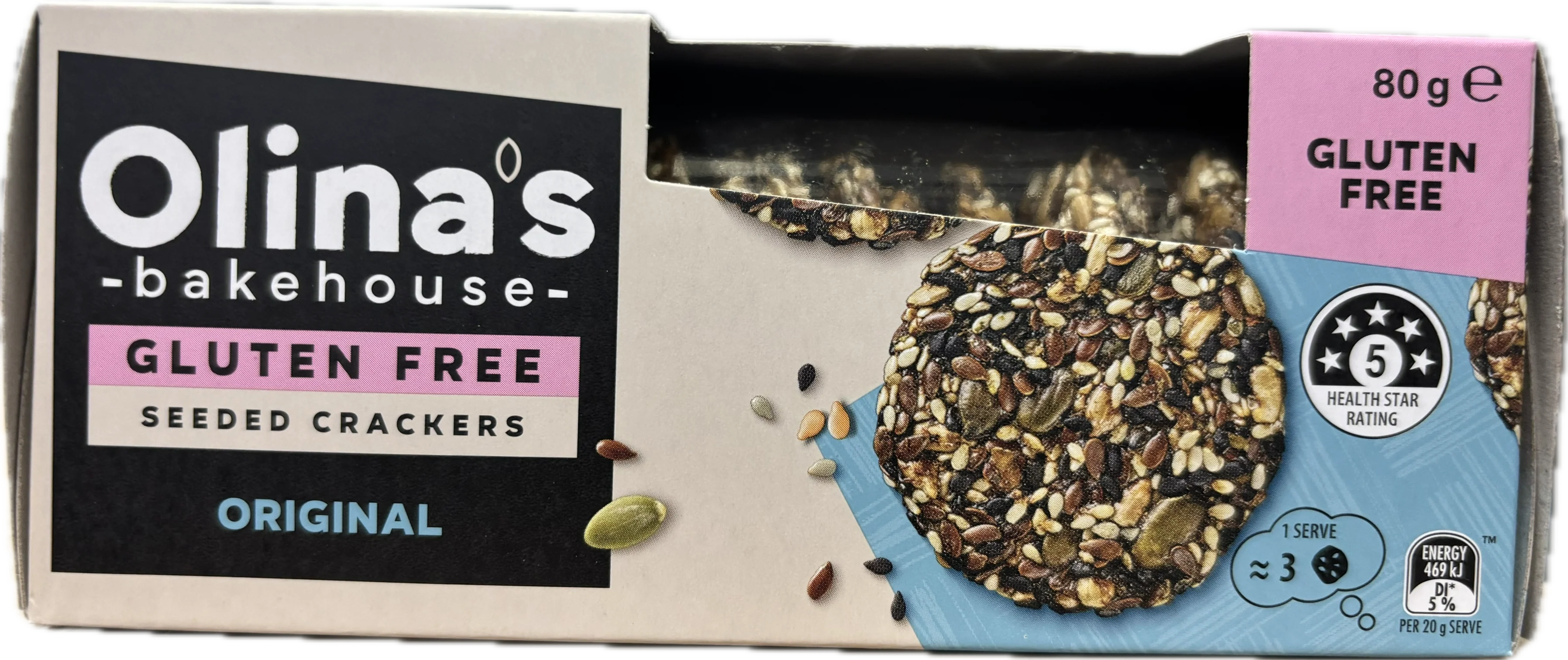 Olina's Bakehouse Gluten Free Seeded Crackers Original 80g